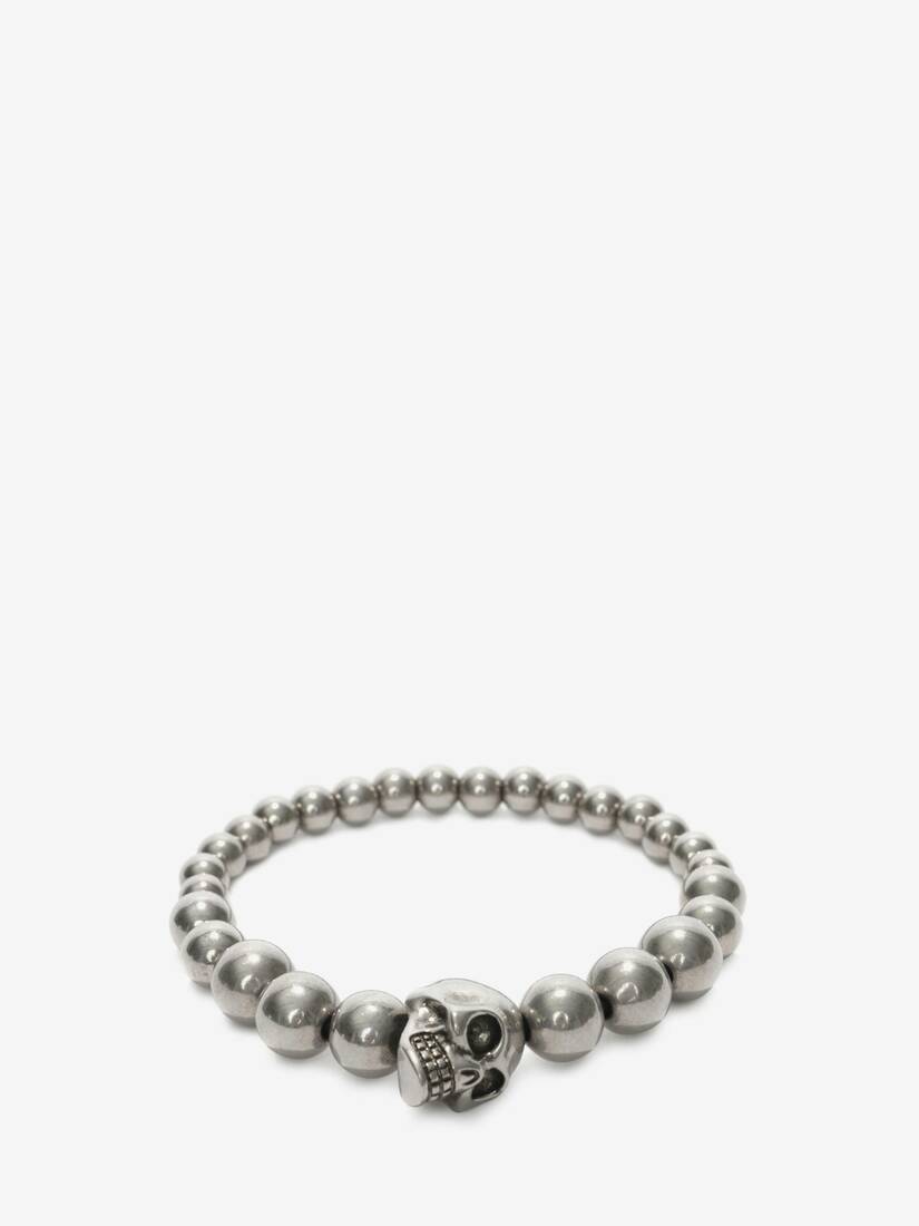 Pulsera Alexander McQueen Skull Multibeaded Hombre - Plateados - Mexico 692-UGLMQK